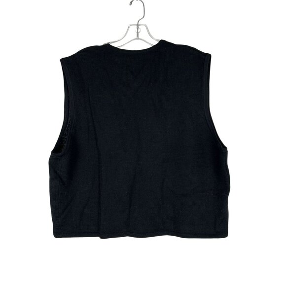 Vintage Susan Bristol Embroidered Black Wool Blend Vest Size 2W - Picture 2 of 9